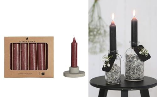 NaDeco Dinner-Kerzen Rustikal, Set mit 6 STK, Höhe 11cm, in vielen Farben erhältlich, Brenndauer 4 Std | Spitzkerze | Leuchterkerzen | Stabkerze | Taper Candle | Vintage Kerzen, Farbe:Bordeaux NaDeco Dinner-Kerzen Rustikal, Set mit 6 STK, Höhe 11cm, in vielen Farben erhältlich, Brenndauer 4 Std | Spitzkerze | Leuchterkerzen | Stabkerze | Taper Candle | Vintage Kerzen, Farbe:Bordeaux von NaDeco