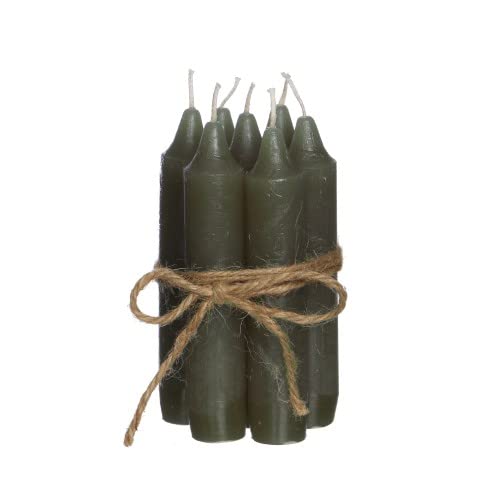 NaDeco Dinner-Kerzen, Höhe 11cm, 7 Stück, 13 Farben zur Auswahl | Spitzkerze | Pencil Candle | Stabkerze | Durchgefärbte Stabkerzen | Taper Candle | Vintage Kerzen, Farbe:Moosgrün von NaDeco