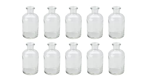 NaDeco Glasfläschchen, Packung mit 10 Stück, Maße ca. 12x7 cm Deko-Glasflaschen Glasfläschchen Deko-Flaschen Glas-Flaschen Kleine Deko-Vasen Kleine Flaschen kleine Deko-Milchflaschen von NaDeco