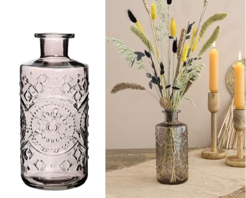 NaDeco Glasvase 'Berlin', Höhe 21cm, Durchmesser 9cm, 1 Liter, viele Farben zur Auswahl | Glas -Vase | Deko-Flaschen | Glas-Flaschen | Kleine Deko-Vasen | Kleine Flaschen, Farbe:Grau von NaDeco