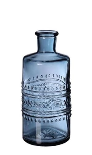 NaDeco Glasflasche 'Porto', Höhe 14,5cm, Durchmesser 7,5cm, viele Farben zur Auswahl | Glasvase | Dekoflasche | Glas-Flaschen | Kleine Deko-Vasen | Kleine Deko-Blumenvase, Farbe:Blau von NaDeco
