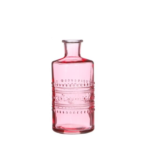 NaDeco Glasflasche 'Porto', Höhe 14,5cm, Durchmesser 7,5cm, viele Farben zur Auswahl | Glasvase | Dekoflasche | Glas-Flaschen | Kleine Deko-Vasen | Kleine Deko-Blumenvase, Farbe:Hellpink von NaDeco