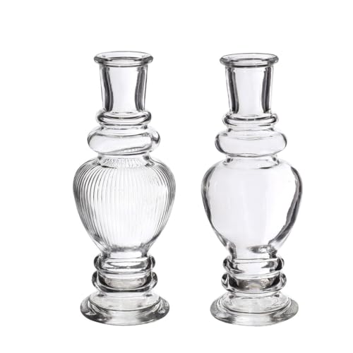 NaDeco Glasvase Bunt 'Venice' 2er Set - Wählbar in vielen Farben und Größen | Kerzenvase | Bunte Glasvasen | Deko Vasen | Ausgefallene Farbige Glasvasen, Farbe:Glasklar, Größe:h.15.5 Ø 5.7cm von NaDeco
