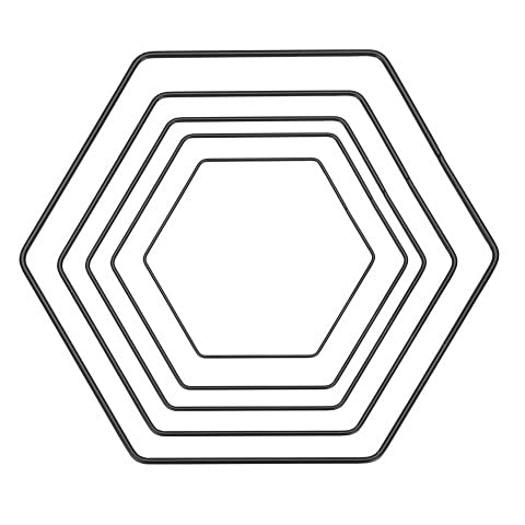 NaDeco Hexagon aus Draht, in Schwarz, wählbar in Größen zwischen 20 und 40 cm Metallring Loop-Ring für Trockenblumen Makramee-Ring Metalldrahtring zum Basteln Hoops-Ringe, Größe:40 cm NaDeco Hexagon aus Draht, in Schwarz, wählbar in Größen zwischen 20 und 40 cm Metallring Loop-Ring für Trockenblumen Makramee-Ring Metalldrahtring zum Basteln Hoops-Ringe, Größe:40 cm von NaDeco