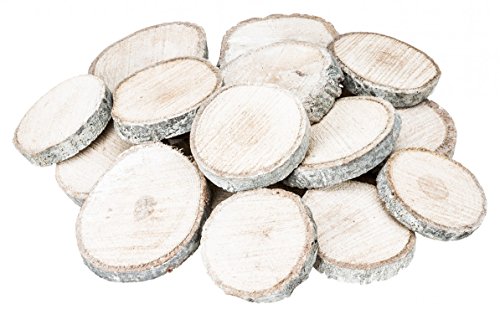 NaDeco Holzscheiben rund, weiß, 1 kg, 6-8 cm | Holz Scheiben in weiß | Astscheibe | Baumscheibe von NaDeco