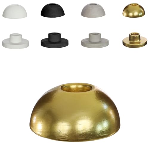 NaDeco Kerzenhalter in Betonoptik oder gefärbt wählbar, Höhe ca. 3cm, Durchmesser ca. 7cm | Kerzenhalter | Stabkerzenhalter | Moderner Kerzenhalter | Stabkerzen Ständer, Farbe:Gold von NaDeco