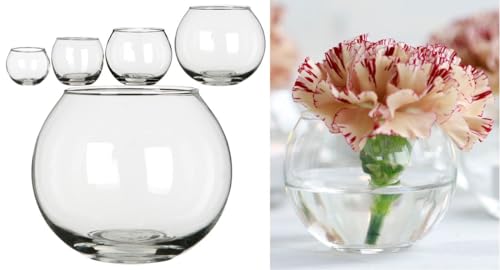 NaDeco Kugelglas im Durchmesser 6, 8, 10 und 12cm wählbar | Kugelvase klein bis groß | Glaskugelvase | Kerzenglas | Glasgefäß rund | Windlicht Glas | Teelichtglas | Dekoglas, Größe:Ø12cm h.10cm von NaDeco