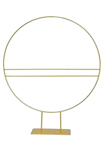 NaDeco Metallring in Gold mit Fuß und Streben, wählbar mit Durchmessern von 30 und 40cm | Dekoring auf Fuß | Drahtring zum Basteln | Metallring für Wickeltechnik | Metallring stehend, Größe:Ø 30 cm von NaDeco