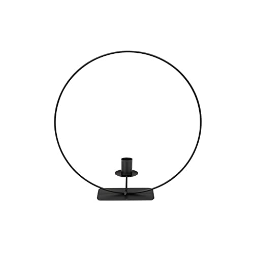 NaDeco Metallring in Schwarz mit Fuß und Kerzenhalter, wählbar mit Durchmessern von 30, 40 und 50cm Dekoring auf Fuß Drahtring zum Basteln Metallring für Wickeltechnik Loop-Ring, Größe:30 cm von NaDeco