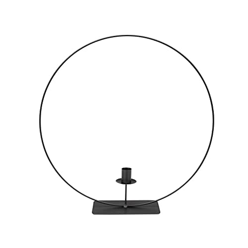 NaDeco Metallring in Schwarz mit Fuß und Kerzenhalter, wählbar mit Durchmessern von 30, 40 und 50cm Dekoring auf Fuß Drahtring zum Basteln Metallring für Wickeltechnik Loop-Ring, Größe:40 cm von NaDeco