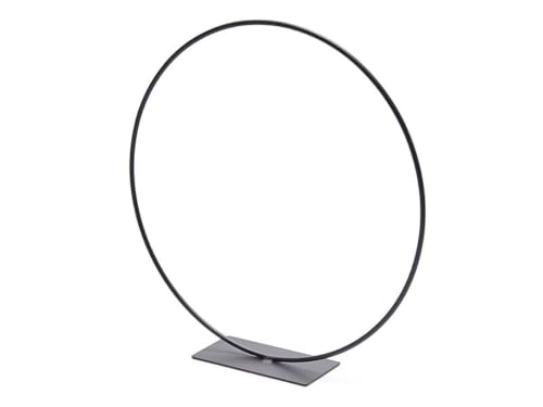NaDeco Metallring Schwarz mit Fuß, wählbar in den Größen 25, 30 und 40cm Dekoring auf Fuß Drahtring zum Basteln Loop Ring Hoops Trockenblumen Ring Metalldrahtring, Größe:Ø 25 cm von NaDeco