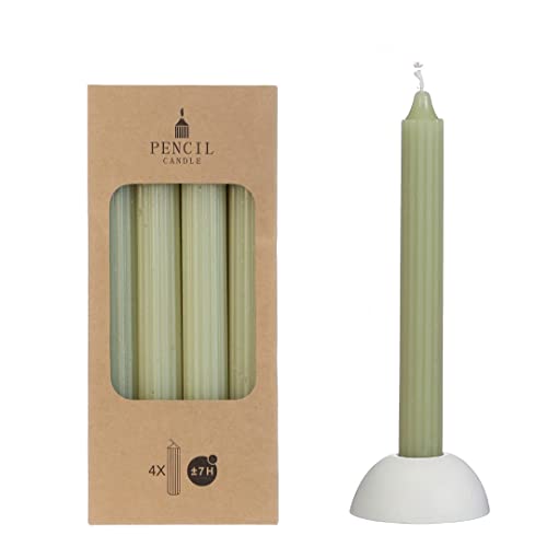 NaDeco Pencil-Kerzen, gerippt, im Set mit 4 Stück, Höhe 20cm, in vielen Farben erhältlich | Stabkerzen | Spitzkerze | Durchgefärbte Kerzen | Taper Candle | Vintage Kerzen, Farbe:Hellgrün NaDeco Pencil-Kerzen, gerippt, im Set mit 4 Stück, Höhe 20cm, in vielen Farben erhältlich | Stabkerzen | Spitzkerze | Durchgefärbte Kerzen | Taper Candle | Vintage Kerzen, Farbe:Hellgrün von NaDeco