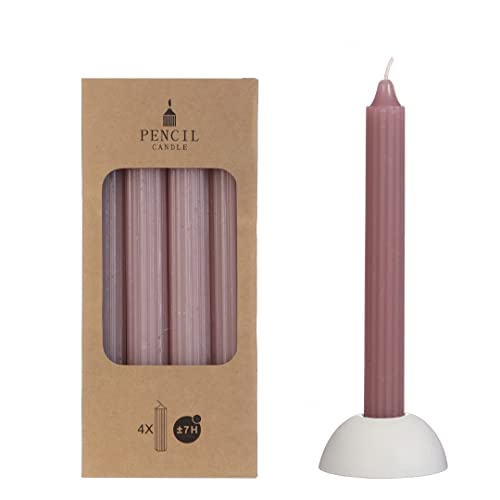NaDeco Pencil-Kerzen, gerippt, im Set mit 4 Stück, Höhe 20cm, in vielen Farben erhältlich | Stabkerzen | Spitzkerze | Durchgefärbte Kerzen | Taper Candle | Vintage Kerzen, Farbe:Mauve NaDeco Pencil-Kerzen, gerippt, im Set mit 4 Stück, Höhe 20cm, in vielen Farben erhältlich | Stabkerzen | Spitzkerze | Durchgefärbte Kerzen | Taper Candle | Vintage Kerzen, Farbe:Mauve von NaDeco