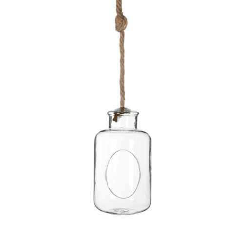 NaDeco Pflanzenglas Deko Flasche zum Hängen h. 21cm Ø12cm Glasvase zum Aufhängen Pflanzen Halterung Pflanzen Terrarium Sukkulenten Glas Pflanzgefäß zum Aufhängen Tillandsia Glas von NaDeco