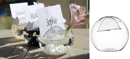NaDeco Platzkarten Halter aus Glas mit Einer kleinen Dekovase Ø 8cm | Kartenhalter | Tischkartenhalter | Halter für Platzkarten | Namensschild | Tischdekoration zur Hochzeit | Hochzeitsdeko NaDeco Platzkarten Halter aus Glas mit Einer kleinen Dekovase Ø 8cm | Kartenhalter | Tischkartenhalter | Halter für Platzkarten | Namensschild | Tischdekoration zur Hochzeit | Hochzeitsdeko von NaDeco