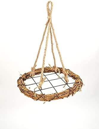 NaDeco Rattan-Kranz zum Hängen mit Metallgitter, in 35, 55 und 75 cm erhältlich | Hängekranz mit Metall | Weidenkranz zum Hängen mit Metallgitter | Kranz mit Gitter | Gitter-Kranz, Größe:Ø 35 cm von NaDeco