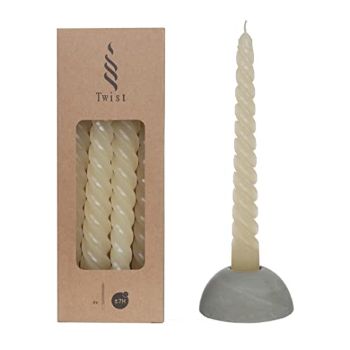 NaDeco Spiralkerzen im Set mit 4 Stück, Höhe 19cm, in vielen Farben erhältlich | Twisted Candle | Spiralkerzen | Gedrehte Tafelkerze | Candles Twist | Stabkerzen | Spitzkerzen, Farbe:Creme | Beige von NaDeco