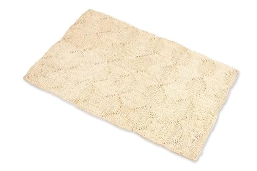 NaDeco Strohteppich 60cm x 90cm mit 4 Karos | Naturteppich | Naturfaserteppich | Strohteppich aus Maisstroh Maisstrohteppich | Stroh Teppich | Maisstroh Teppich | Boho Teppich | Boho Style von NaDeco