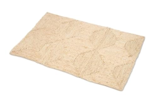 NaDeco Strohteppich 60cm x 90cm mit einem Karo Muster Naturteppich Naturfaserteppich Strohteppich aus Maisstroh Maisstrohteppich Stroh Teppich Maisstroh Teppich Naturteppich von NaDeco