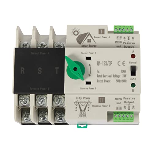 Automatischer Transferschalter 63A 2P 220V Dual Netzteil Transfer Switches Leistungsschalter Doppeltransferschalter Unterbrechungsfreier 2 Wege Controller (3P100A-400V) von NaMaSyo