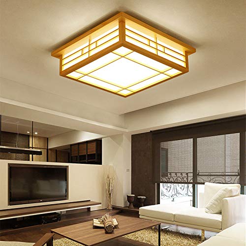 NaMaSyo Japanische Deckenleuchte Holz Tatami Lampe LED dimmbare Deckenleuchte Wohnzimmer, Schlafzimmer Pendelleuchte (5309) von NaMaSyo