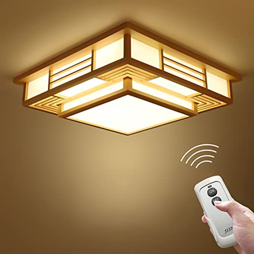 NaMaSyo Japanische Deckenleuchte Holz Tatami Lampe LED dimmbare Deckenleuchte Wohnzimmer, Schlafzimmer Pendelleuchte (5310) von NaMaSyo