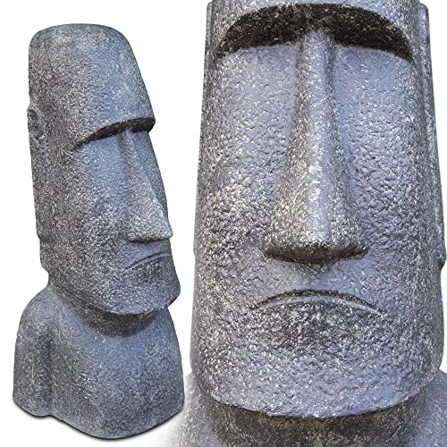 Moai Statue ca. 120 cm Rapa-NUI Statue aus Lavasand Stein Osterinsel Figur Garten Deko Kopf Dunkel von NaRoom