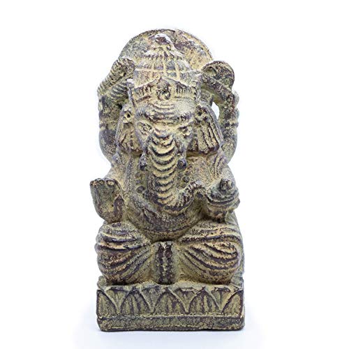 NaRoom Ganesha Skulptur Hinduismus Gottheit Figur ca. 15 cm klein Sockel Statue Elefant-Kopf Sitzend Deko Wohnbereich Naturmaterials Lavasand von NaRoom