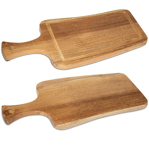 Servierbrett Holz Teak ca. 50cm naturbelassen Schneidebrett Steakbrett Küchenbrett Frühstücksbrett von NaRoom