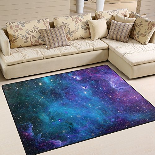 Naanle Rutschfester Teppich mit Galaxie-Sternen, für Wohnzimmer, Esszimmer, Schlafzimmer, Küche, 150 x 200 cm, abstrakter Raum, Kinderzimmerteppich, Bodenteppich, Yoga-Matte von Naanle