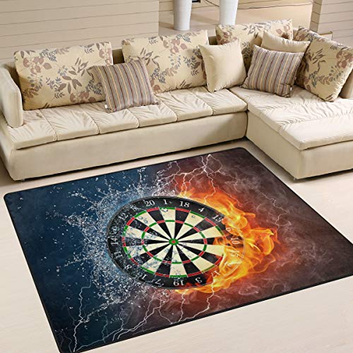 Naanle 3D-Darts-Feuerer-Teppich, rutschfest, für Wohnzimmer, Esszimmer, Schlafzimmer, Küche, 120 x 160 cm von Naanle