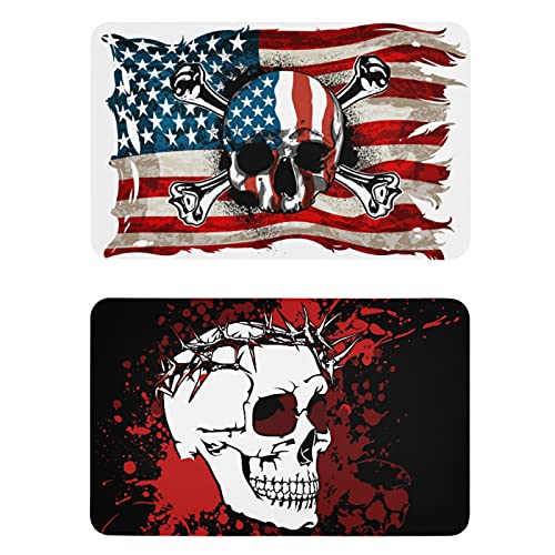 Naanle Amerikanische Flagge Totenkopf Kühlschrankmagnete Kühlschrankmagnete 2er Set Spind Magnete Geschirrspüler Magnet Schild Magnetplatte für Zuhause Küche Büro Schränke Waschmaschine Deko von Naanle