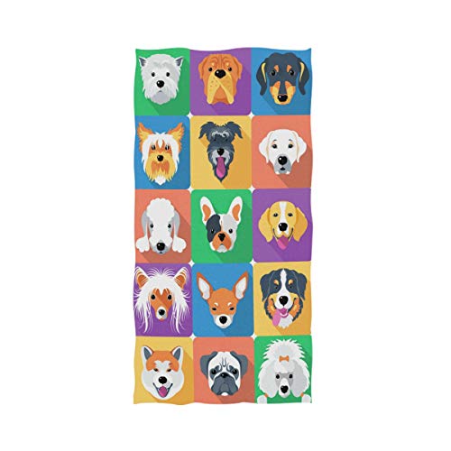 Naanle Badetuch, süßes Hunde-Motiv, weich, saugfähig, groß, Mehrzweck, für Badezimmer, Hotel, Fitnessstudio und Spa (40,6 x 76,2 cm) von Naanle