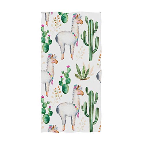 Naanle Chic Llama Cactus Pattern Soft Highly Absorbent Large Decorative Hand Towels Multipurpose for Bathroom, Hotel, Gym and Spa (16 x 30 Inches) von Naanle