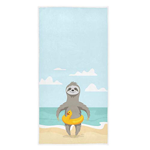 Naanle Cute Summer Vacation Sloth Soft Highly Absorbent Guest Large Home Decorative Hand Towels for Bathroom, Hotel, Gym and Spa (16 x 30 Inches) von Naanle