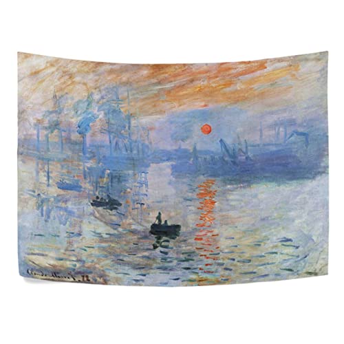 Naanle Impression Sunrise Claude Monet Wandteppich, Wandbehang, Bettwäsche, Wandteppich, ästhetischer Wandteppich für Schlafzimmer, Wohnzimmer, Wohnheim, Wanddekoration, 203,2 x 152,4 cm, horizontal von Naanle