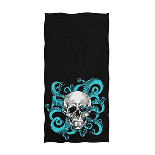 Naanle Luxus Style Print Weiches Handtuch Große Gäste Handtücher Mehrzweck für Badezimmer, Hotel, Fitnessstudio und Spa 40,6 x 76,2 cm 16x30" totenkopf von Naanle