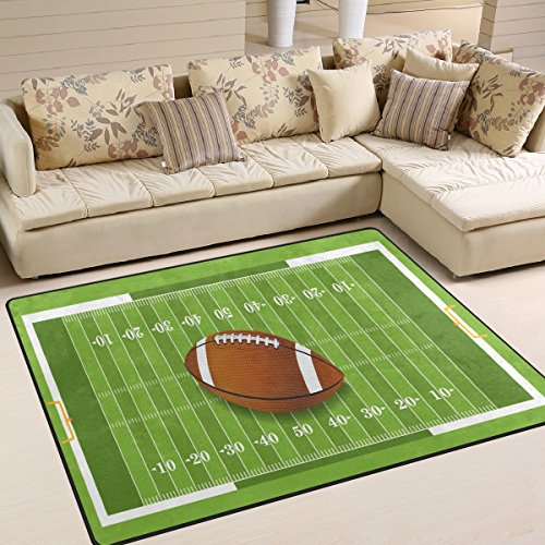 Naanle Rutschfester Sportteppich für Wohnzimmer, Esszimmer, Schlafzimmer, Küche, 150 x 200 cm, American Football Field Nursery Rug Bodenteppich Yoga-Matte von Naanle