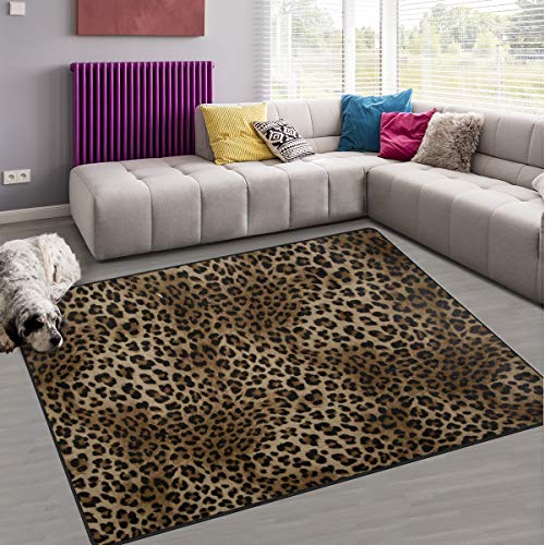 Naanle Rutschfester Teppich mit Leopardenmuster, für Wohnzimmer, Esszimmer, Schlafzimmer, Küche, 100 x 150 cm von Naanle