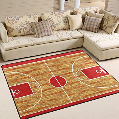 Naanle Sport-Teppich, 1,5 x 2,1 m, Basketballfeld, Polyester, für Wohnzimmer, Esszimmer, Schlafsaal, Schlafzimmer, Heimdekoration von Naanle