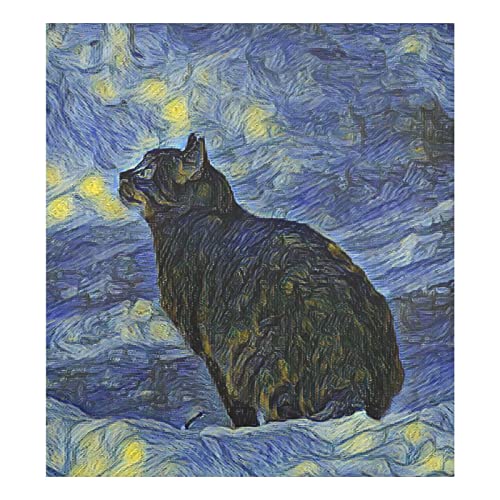 Naanle Spülmaschinen-Magnetabdeckung für Van Gogh Galaxy Katze vorne Geschirrspüler Abdeckung magnetische Heimschrank Aufkleber Geräte Aufkleber Kühlschrank dekorativ 58,4 x 66 cm von Naanle