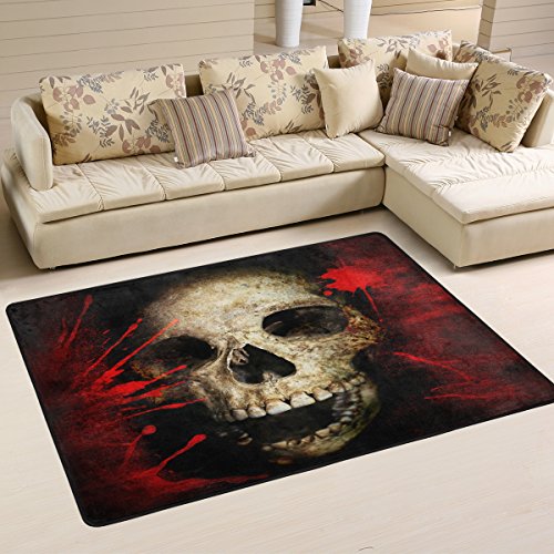 Naanle Teppich mit blutigem Totenkopf, rutschfest, für Wohnzimmer, Esszimmer, Schlafzimmer, Küche, 120 x 180 cm von Naanle