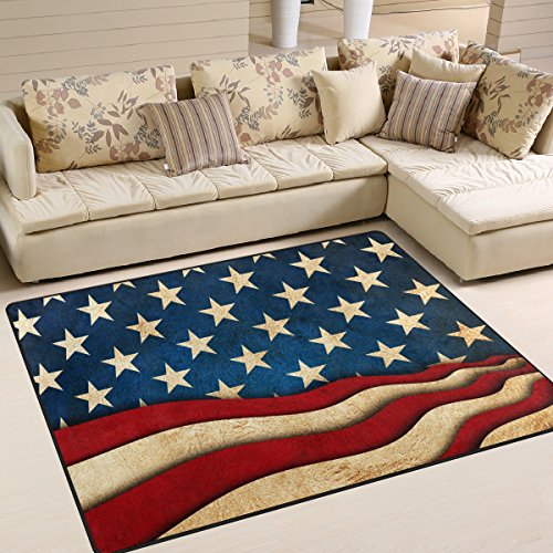 Naanle Vintage-Teppich mit amerikanischer Flagge, Stern und Streifen, rutschfest, für Wohnzimmer, Esszimmer, Schlafzimmer, Küche, 50 x 80 cm, Polyester, multi, 120 x 160 von Naanle
