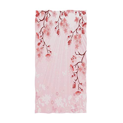 Naanle Wunderschöne Handtücher mit Kirschblüten-Druck, weich, groß, für Badezimmer, Hotel, Fitnessstudio und Spa, 40,6 x 76,2 cm, Rosa von Naanle