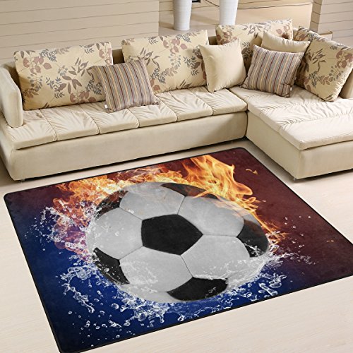 Naanle Rutschfester Fußball-Teppich für Wohnzimmer, Esszimmer, Schlafzimmer, Küche, 150 x 200 cm von Naanle