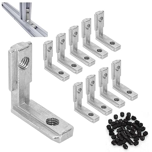 10 Pcs T-Nut Innenwinkel Aluminium Profil 90°L-Form Zinklegierung Inneneckverbinder Zinklegierung EU-2020 Nut mit 20 Schraube, Innenwinkel Eckverbinder für Aluminium Extrusion Profil EU-Serie von Naapesi