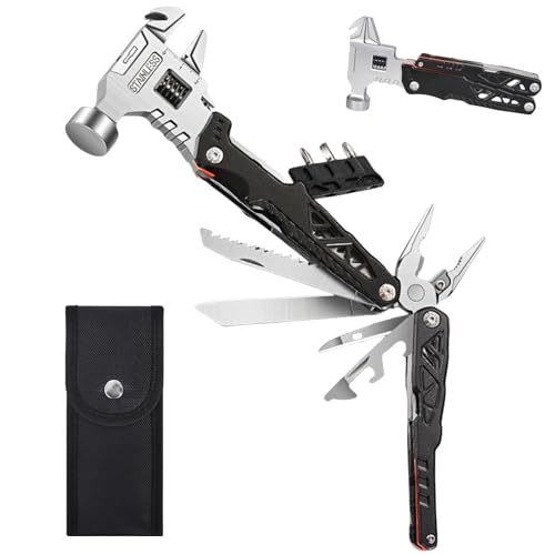 18 in 1 Multitool Hammer, Hammer Multi Tool aus Hochwertige Karbonstahlkon, Tragbar Multi-Tool Hammer, Hammer Tool mit Aufbewahrungstasche, für Camping Wandern Notfall Überleben im Freien, Schwarz 18 in 1 Multitool Hammer, Hammer Multi Tool aus Hochwertige Karbonstahlkon, Tragbar Multi-Tool Hammer, Hammer Tool mit Aufbewahrungstasche, für Camping Wandern Notfall Überleben im Freien, Schwarz von Naapesi