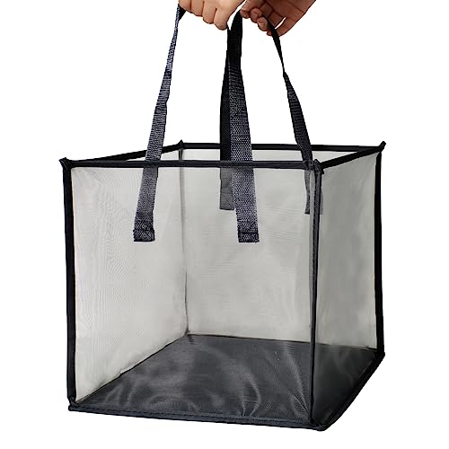 Naapesi Einsetzbare Wäschebox, Faltbar Mesh Cloth Laundry Basket, Laundry Baskets mit Griff, Universell Wäschekorb Mesh, Netz-Wäschekorb für Schlafzimmer, Badezimmer, Studentenwohnheim(Schwarz) von Naapesi