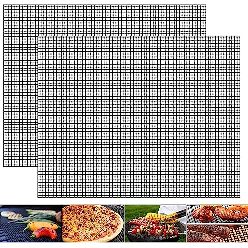 2 Stück Schwarze BBQ Grillen Mesh, 33x40cm Antihaft Grill Netz Grillmatte, Gitter Grillmatte Einfach Zu Säubern, Hitzebeständige BBQ Grillnetz, BBQ Grill Mesh Mat Set für Holzkohle, Elektrogrill von Naapesi