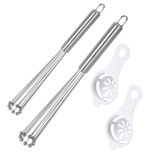 2 Stück 304 Edelstahl Kugelbesen Schneebesen-Set und Eigelb Trennzeichen, Schneebesen Edelstahl -Kugeln, Draht Ei Schneebesen Set für Kochen, Mischen, Schlagen, Rühren von Naapesi